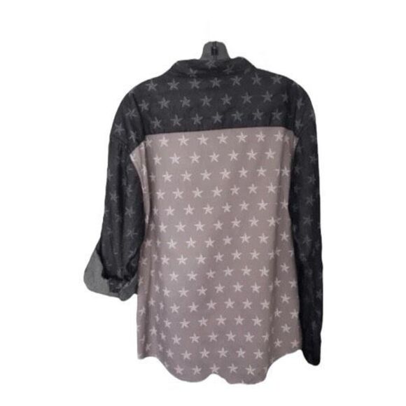 Ditch Plains Roll Tab Long Sleeve Button Front Black Printed Western Shirt M - Picture 5 of 12